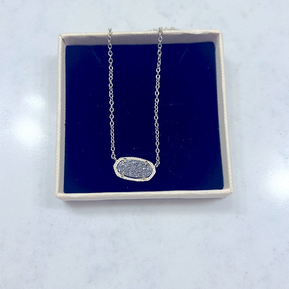 Kendra Scott Elisa Gold Pendant Necklace in Platinum Drusy